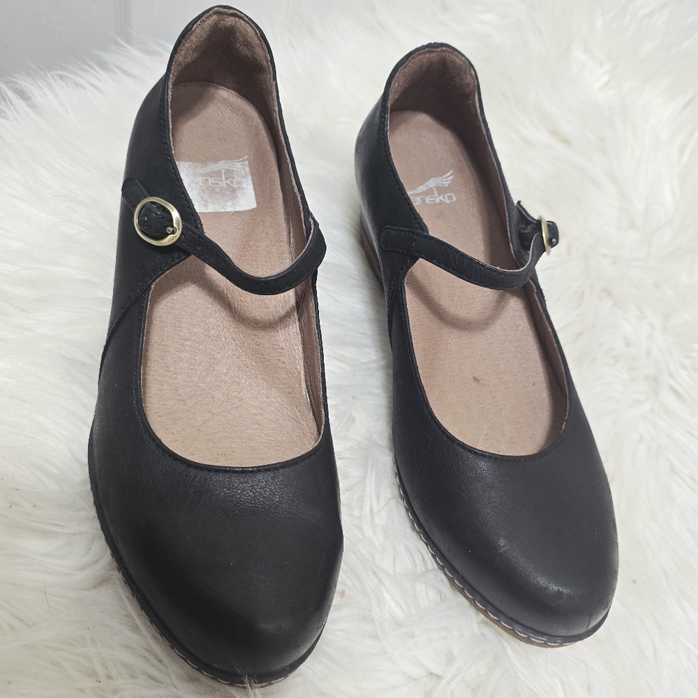 Dansko Mary Jane Womens Black Leather Wedge Shoe Size 36 - Picture 9 of 10